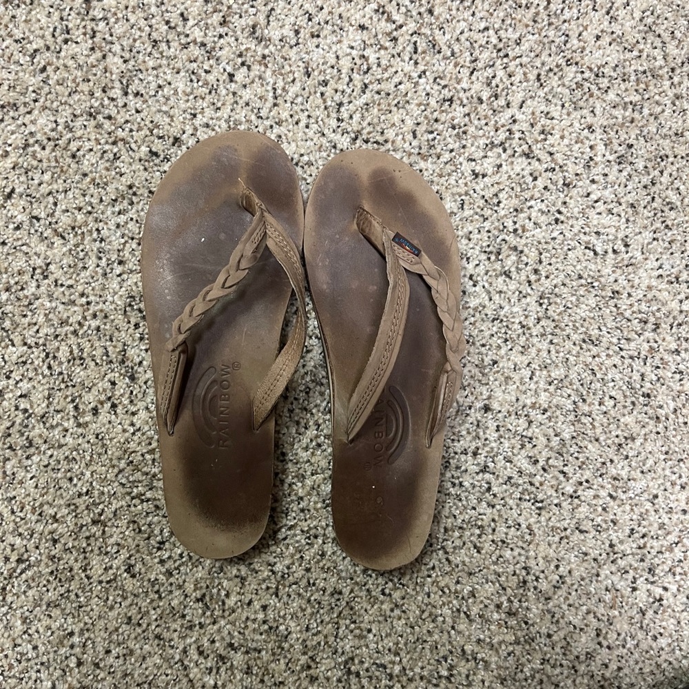 Rainbow flip flops